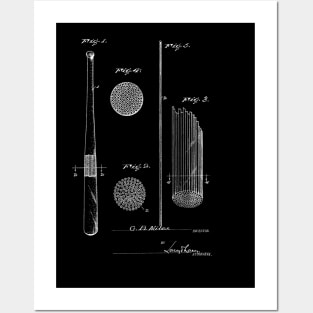 Baseball Bat Vintage Patent Hand Drawing Posters and Art